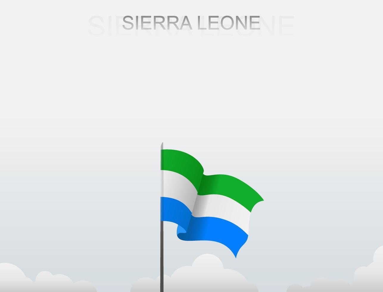 Flag of Sierra Leone flying under the white sky vector