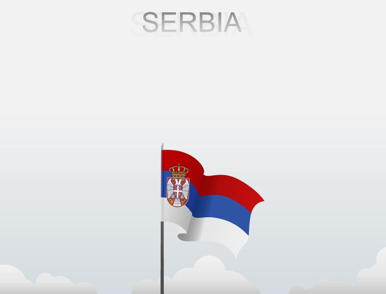 Flag of Serbia flying under the white sky vector
