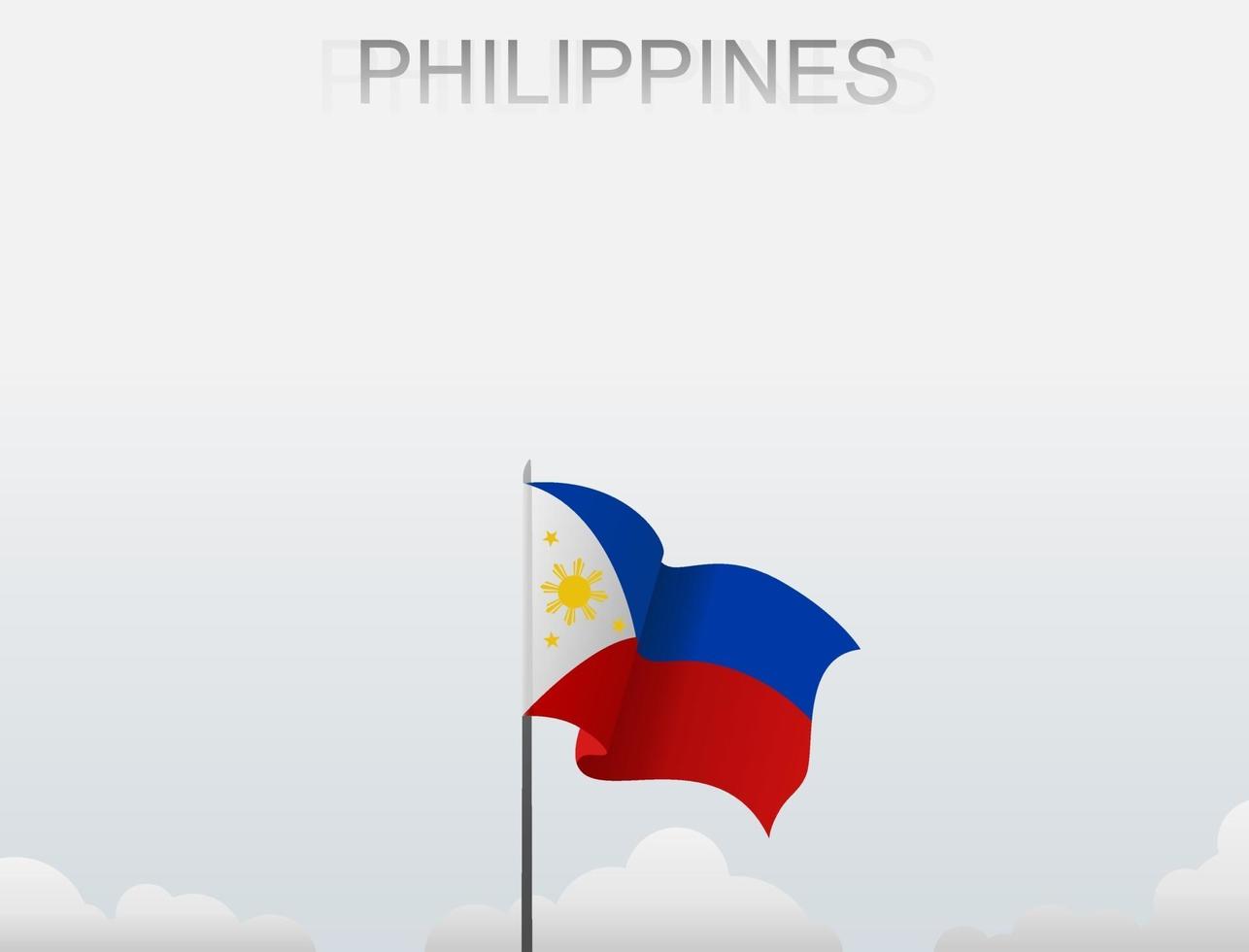 Flag of Philippines flying under the white sky vector