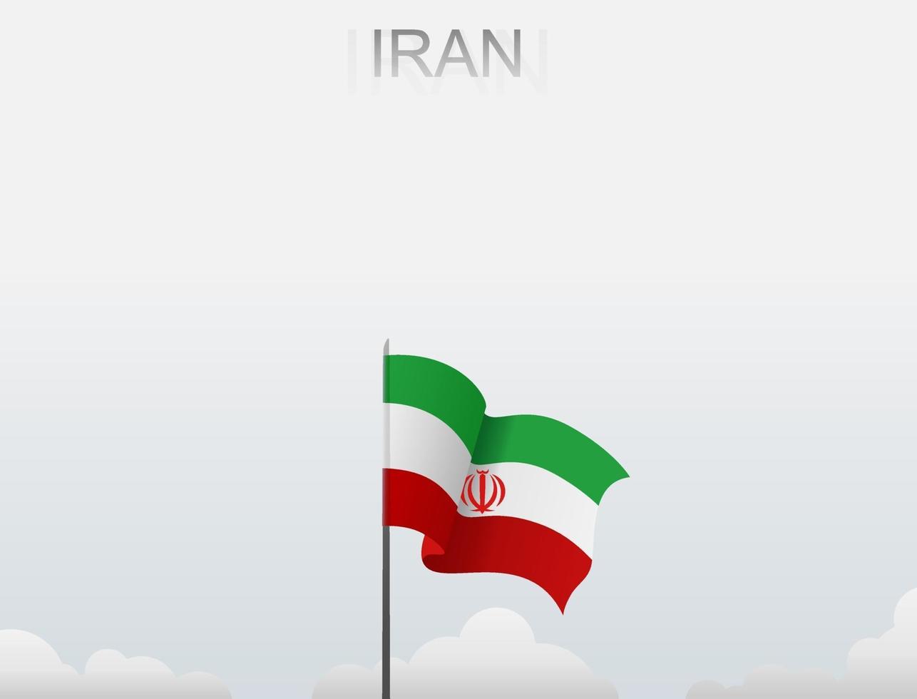 bandera de irán volando bajo el cielo blanco vector