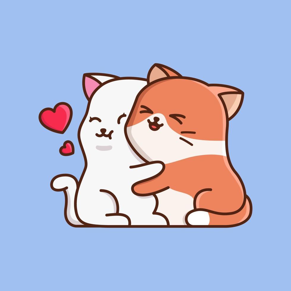 Cat Love Each Other Cartoon vector