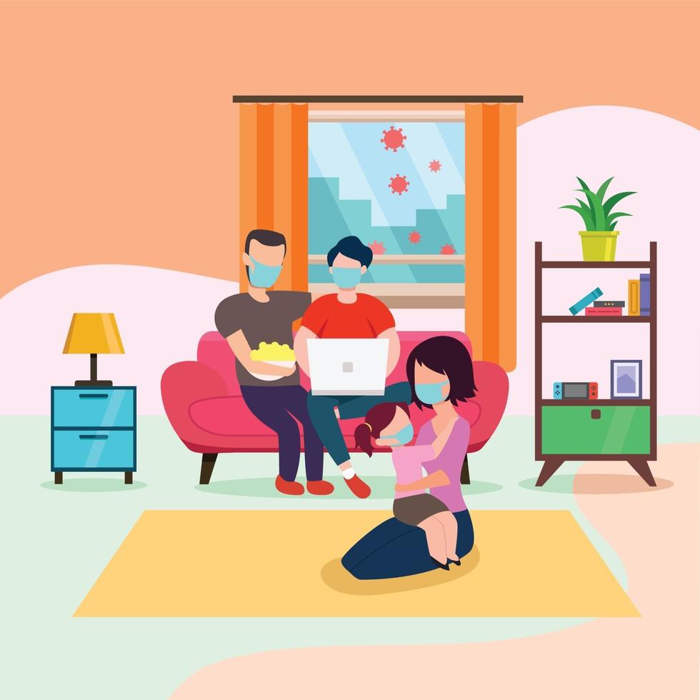 Virus Safety Family Home Illustration vector