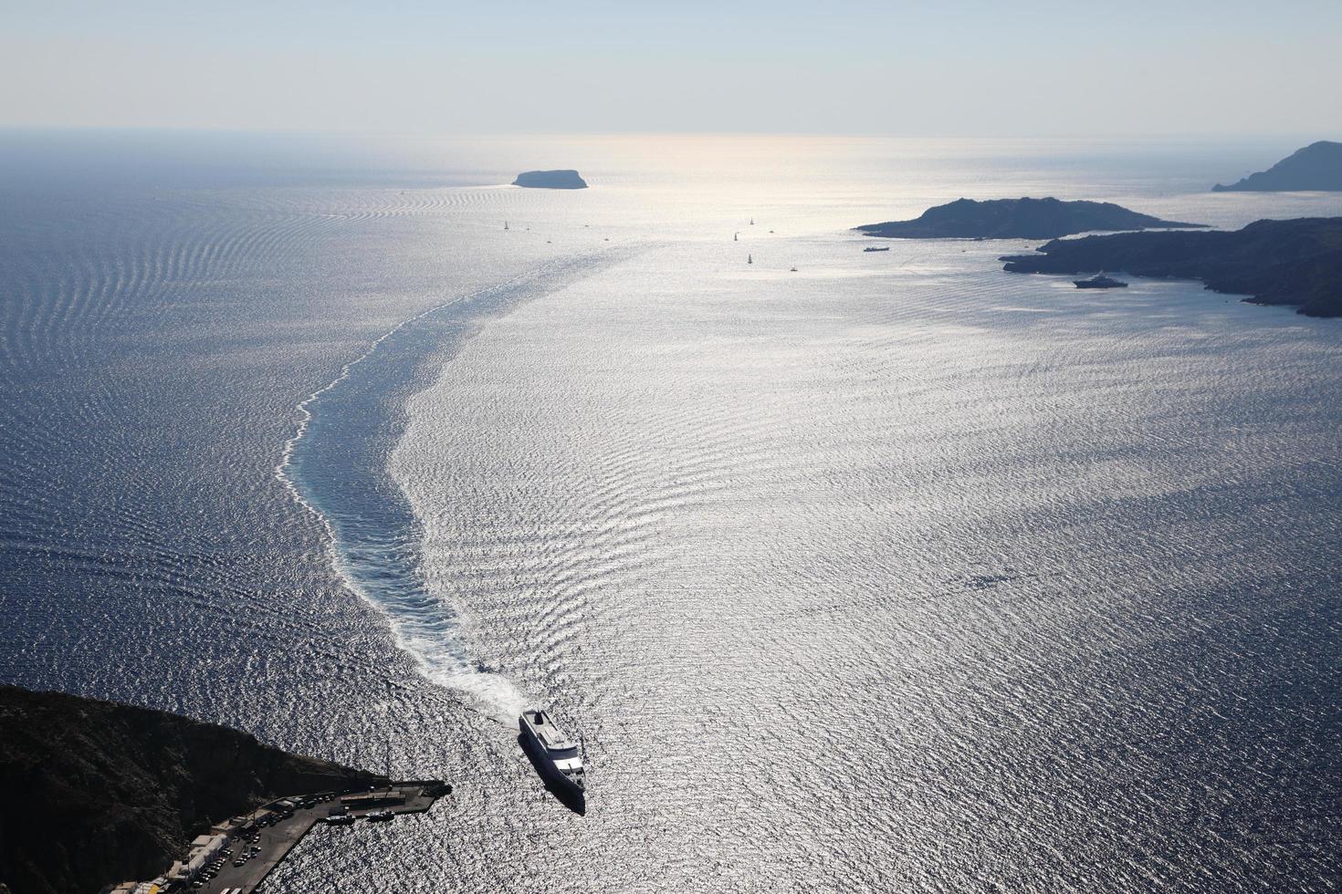 View of beautiful Aegean Sea at Santorini Island, Greece photo