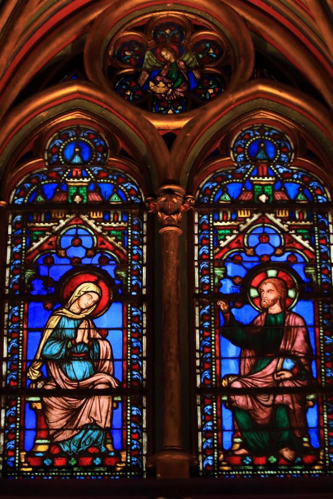 Stained glass at Saint Chapelle Church Paris France photo