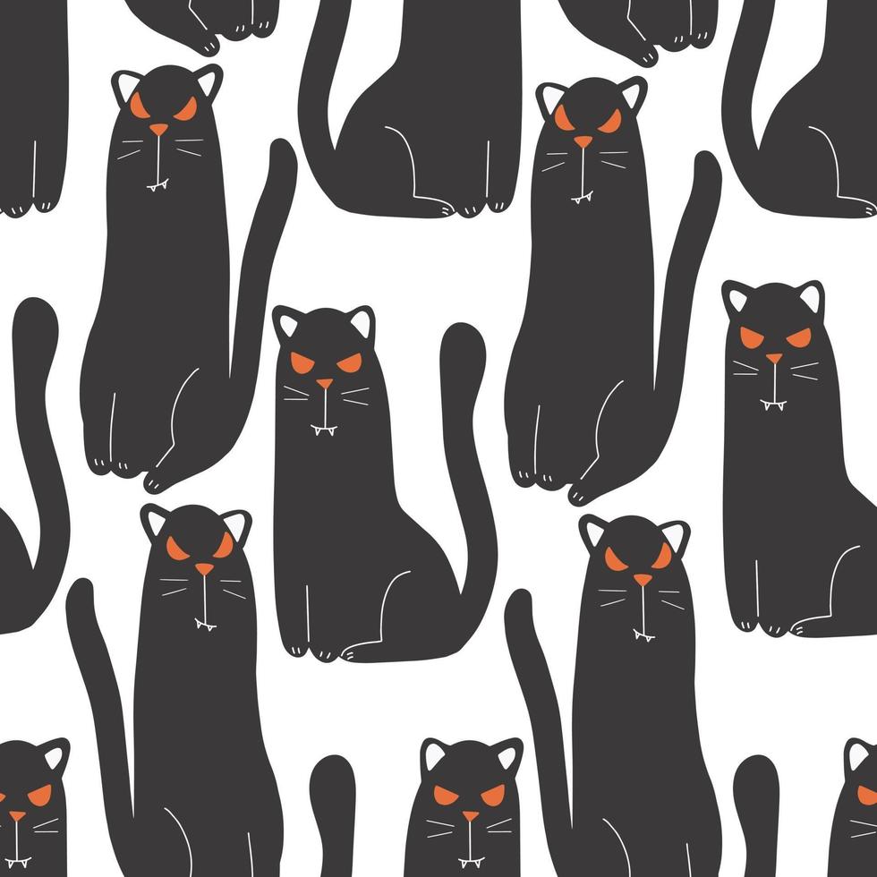 patrón sin costuras de halloween para el diseño de símbolos de halloween gato negro vector