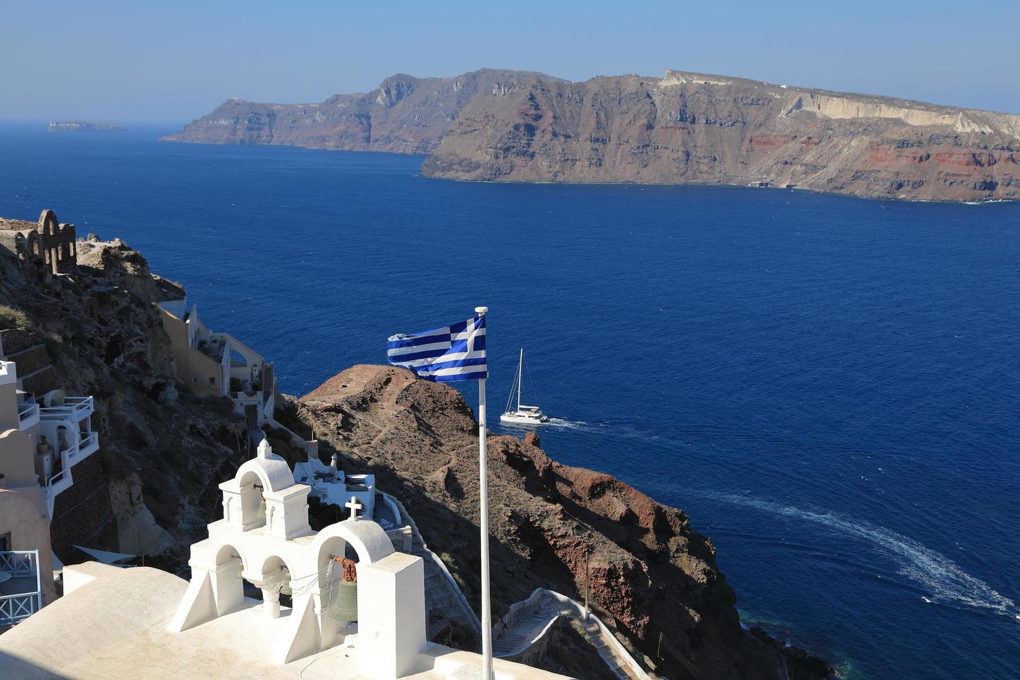 Beautiful View of Oia on Santorini Island, Greece photo