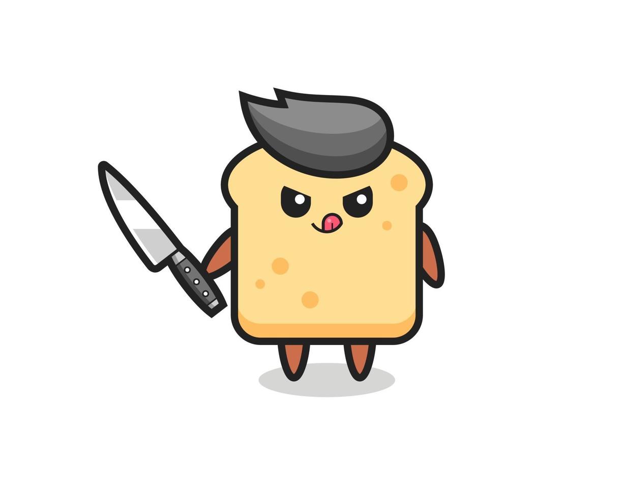 cute bread mascot  holding a knife vector