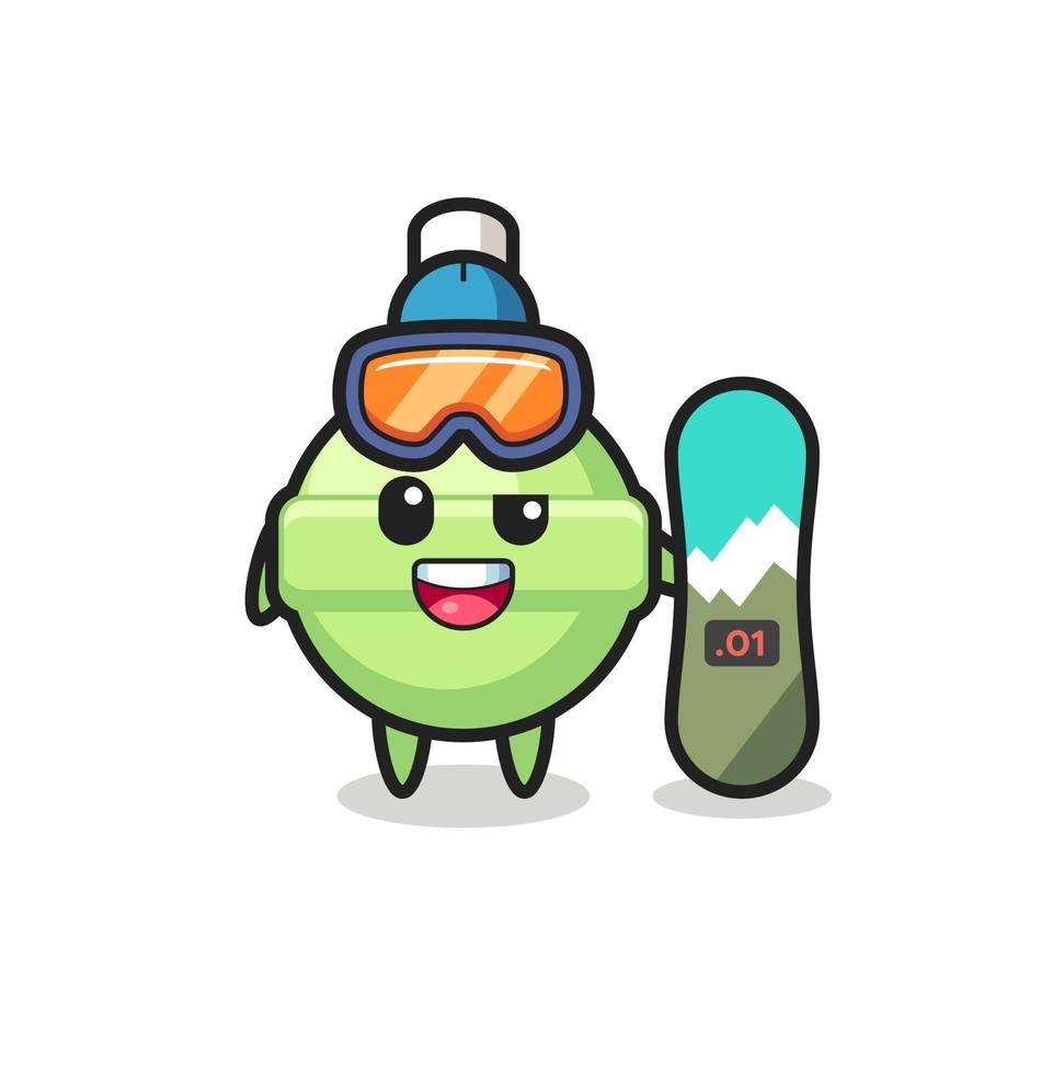 Illustration of lollipop character with snowboard vector