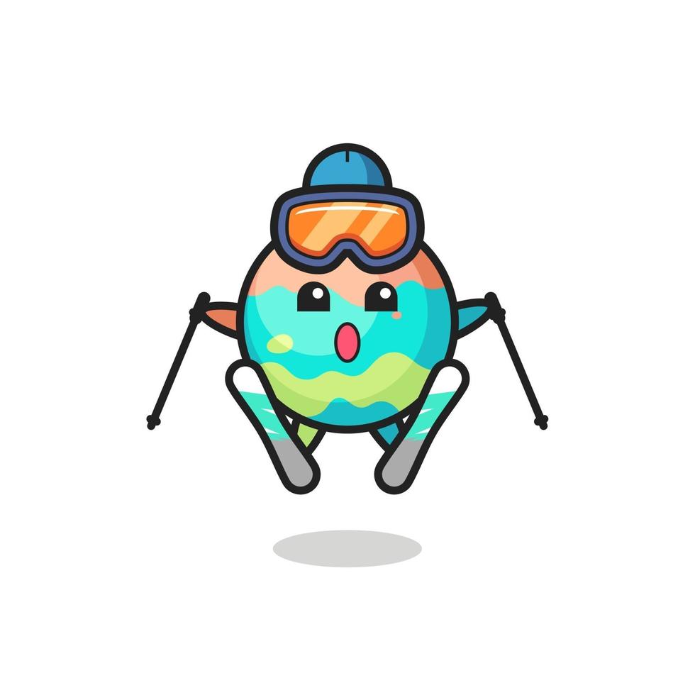 bath bombs mascot character as a skier vector