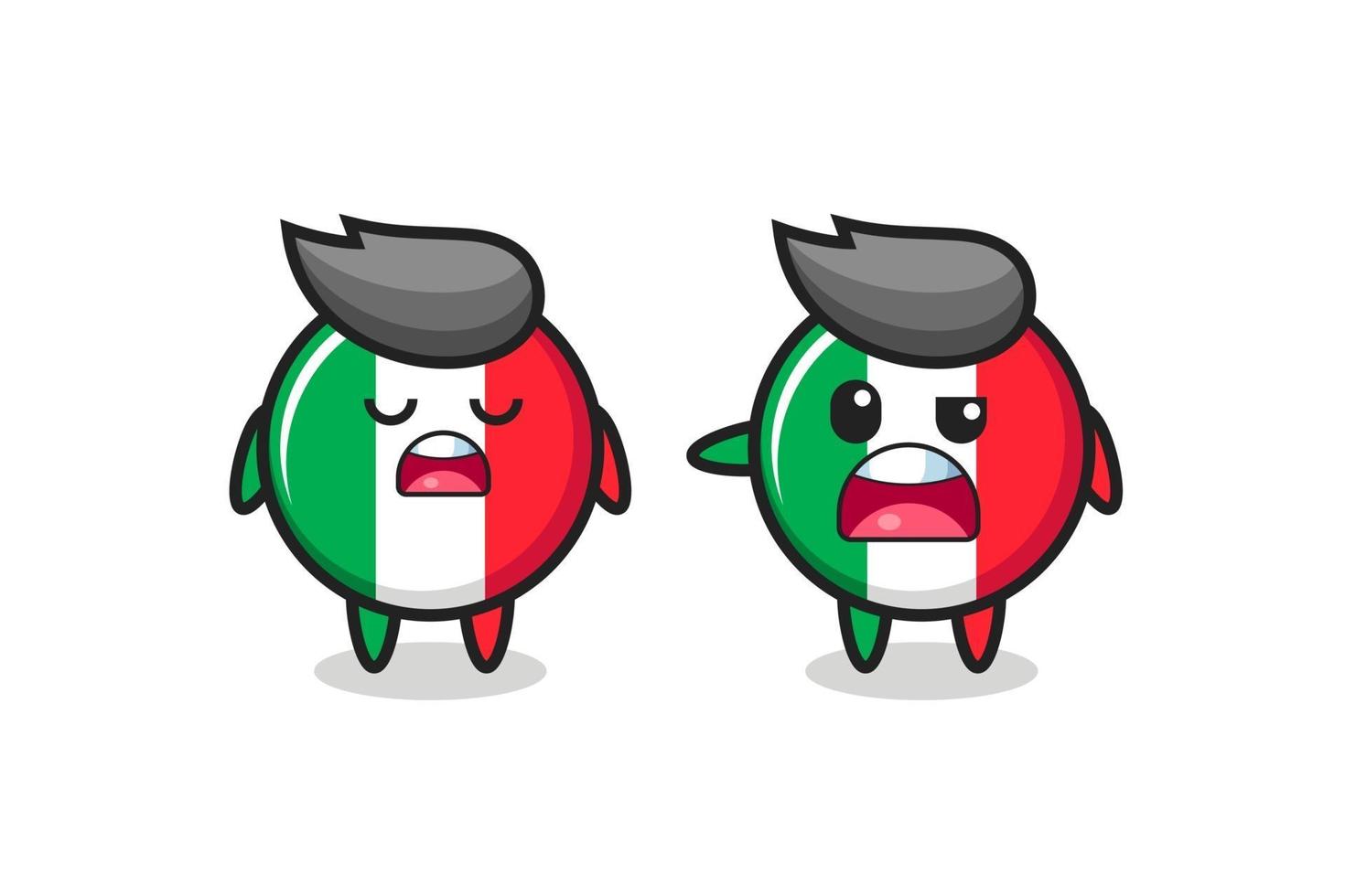 illustration of the argument between two cute italy flag characters vector