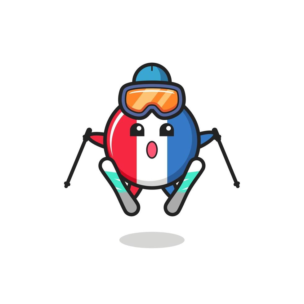 france flag badge mascot character as a skier vector