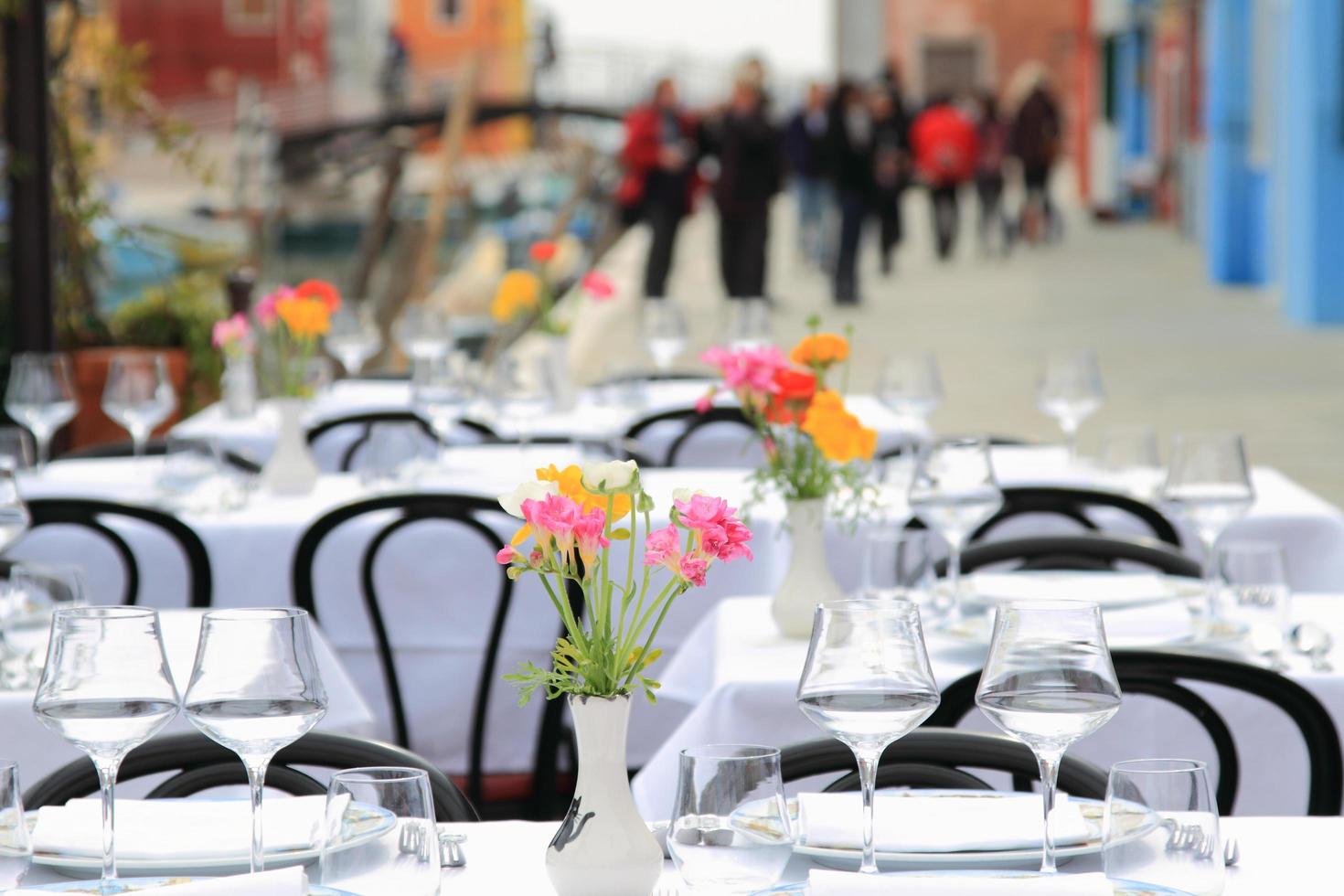 Terrace seat of Restaurant at Venice Italy photo
