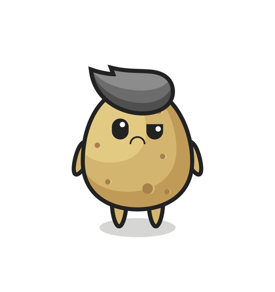 the mascot of the potato with skeptical face vector