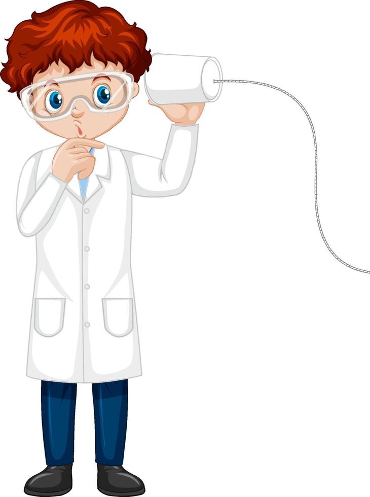 A boy cartoon character wearing laboratory coat vector