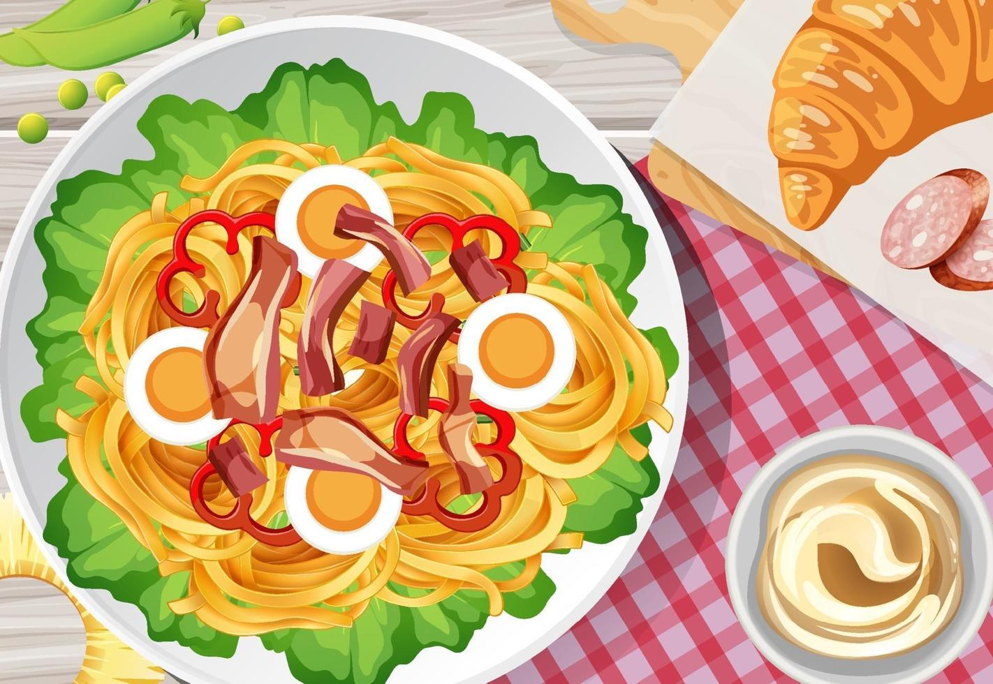 Healthy breakfast set on the table vector