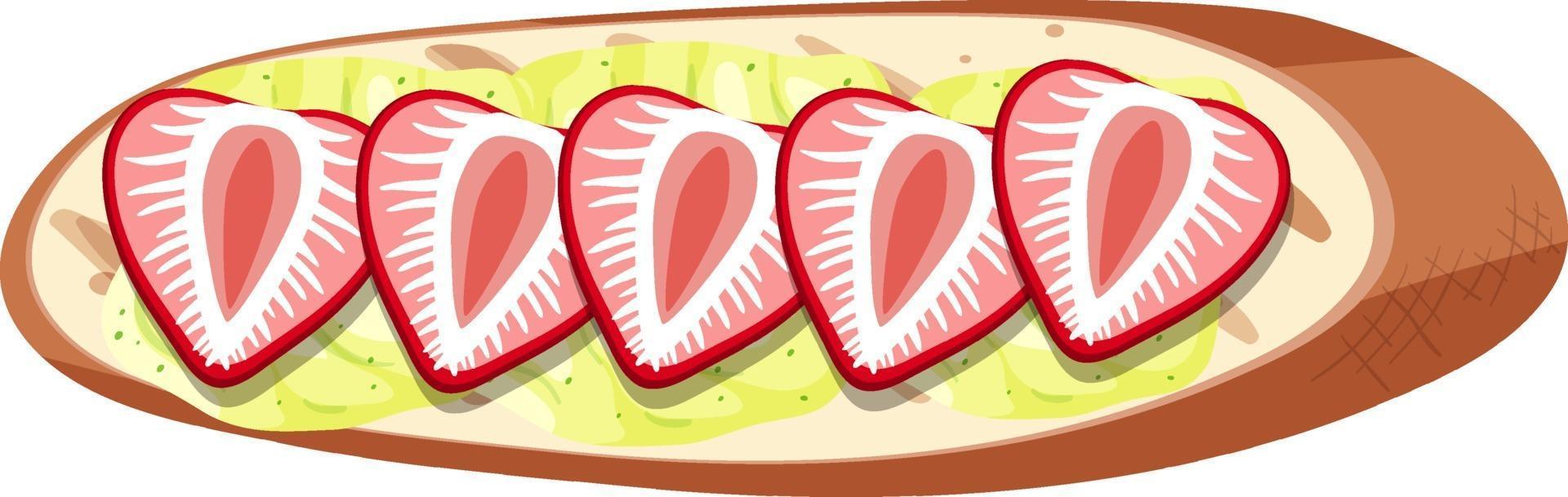 Top view of a bread with strawberry isolated vector