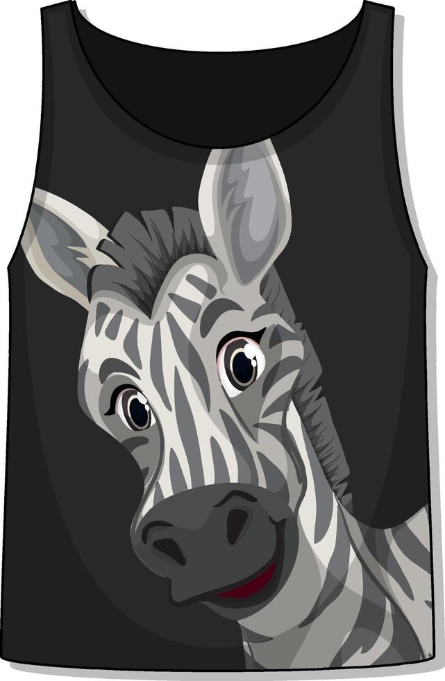 Front of tank top sleeveless with zebra pattern vector