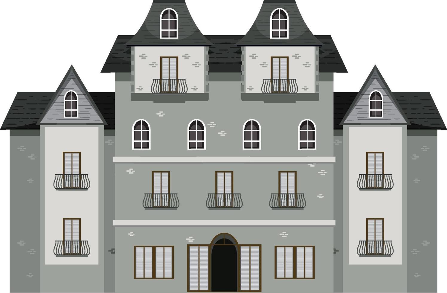 Isolated haunted mansion facade vector