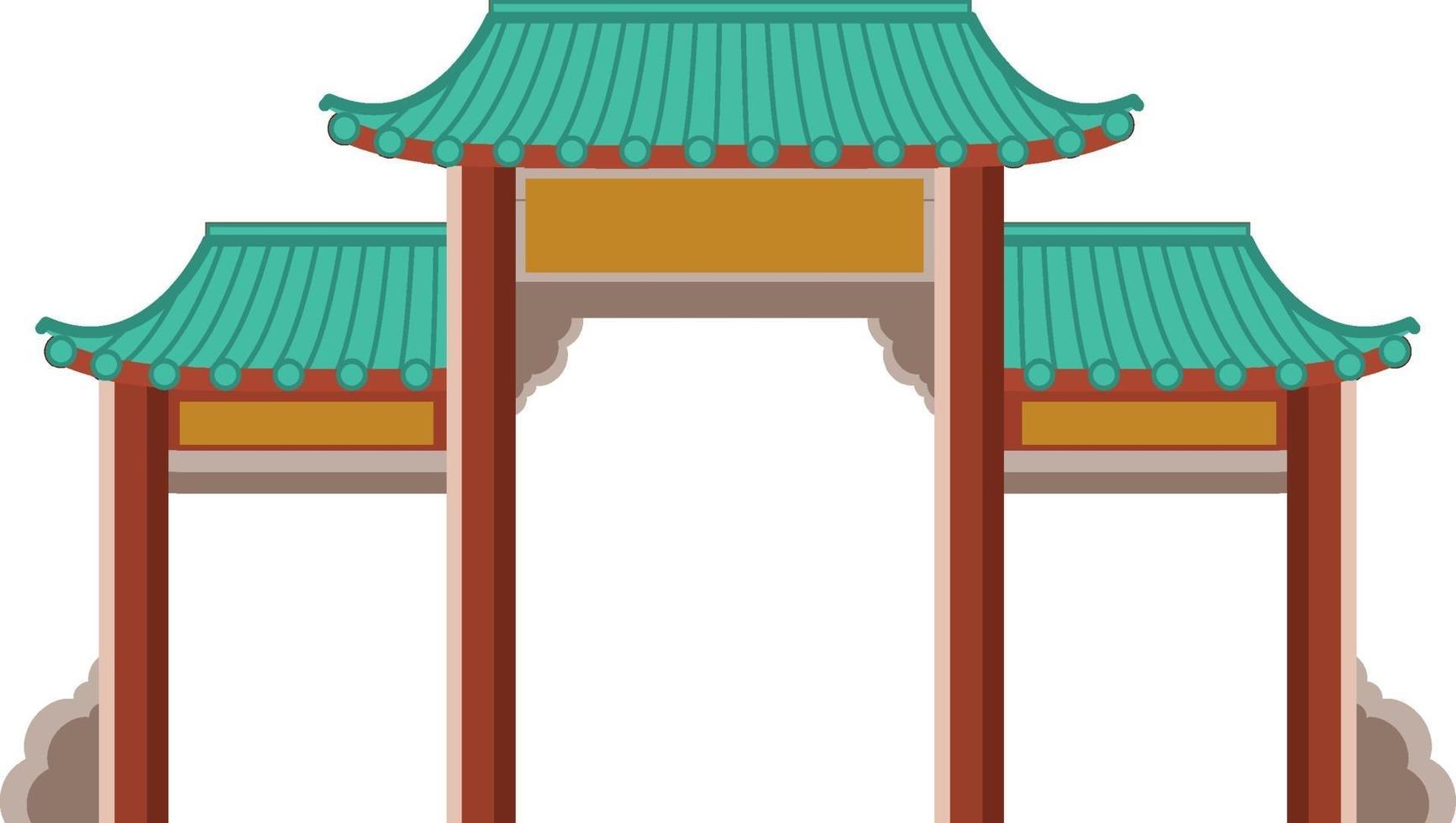 Puerta china o paifang aislado sobre fondo blanco. vector