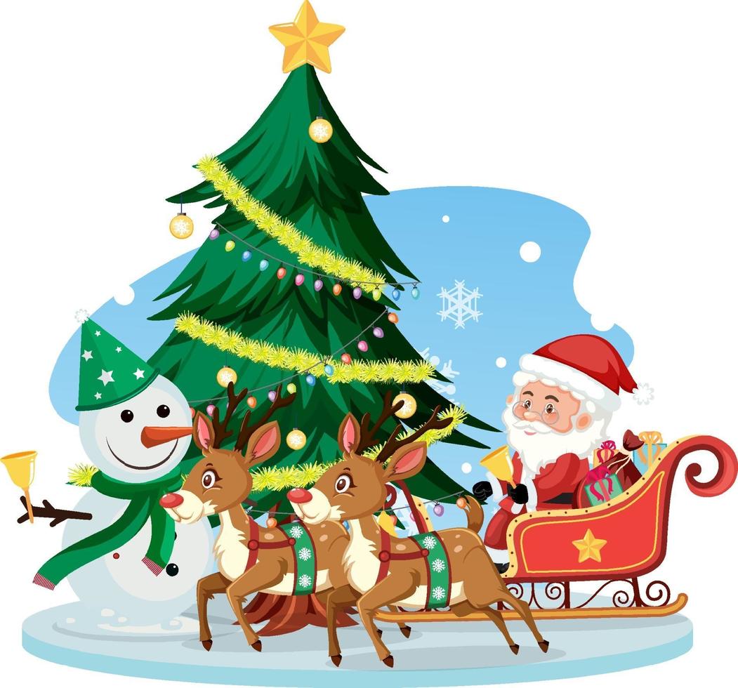 Santa Claus on sleigh with reindeers vector