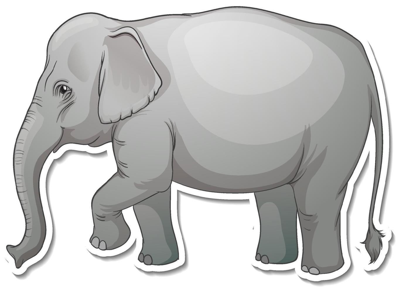 una plantilla de pegatina de personaje de dibujos animados de elefante vector