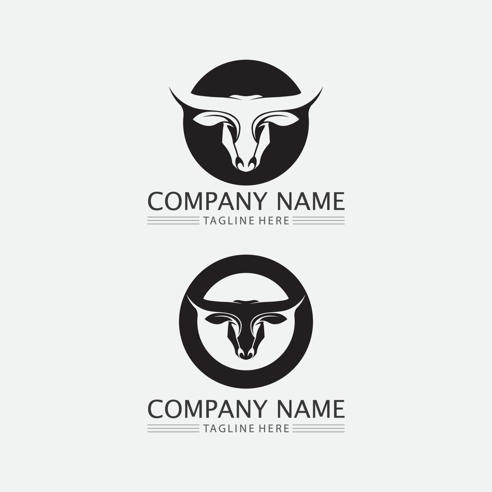 Bull buffalo head cow wild animal logo vector