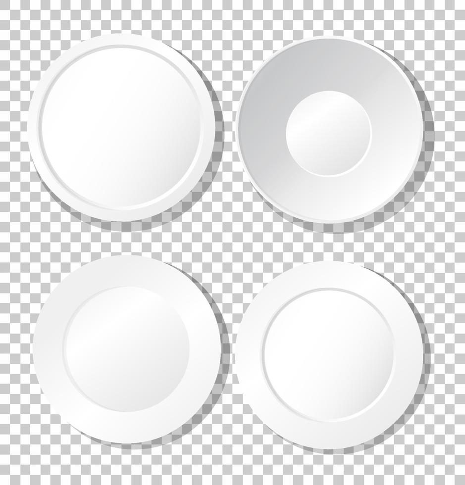 Set of white plain plate top view vector