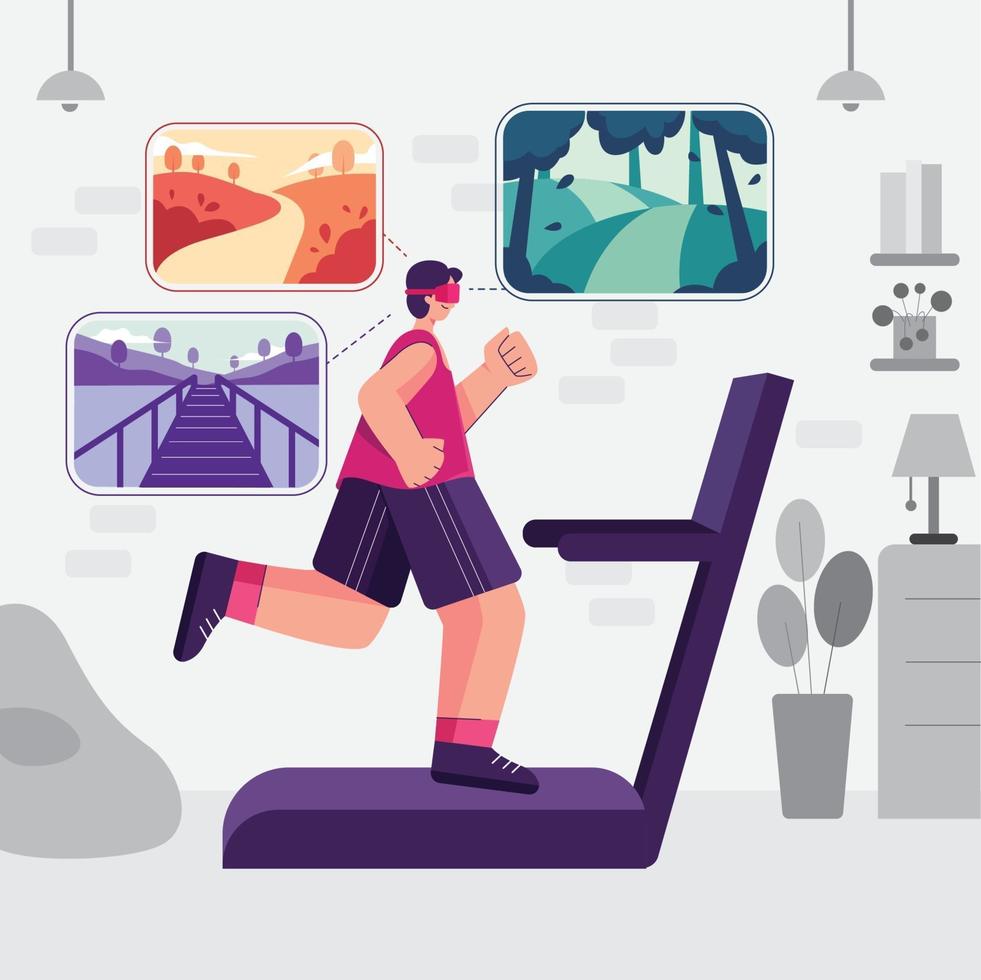 Virtual Run at Home Concept vector