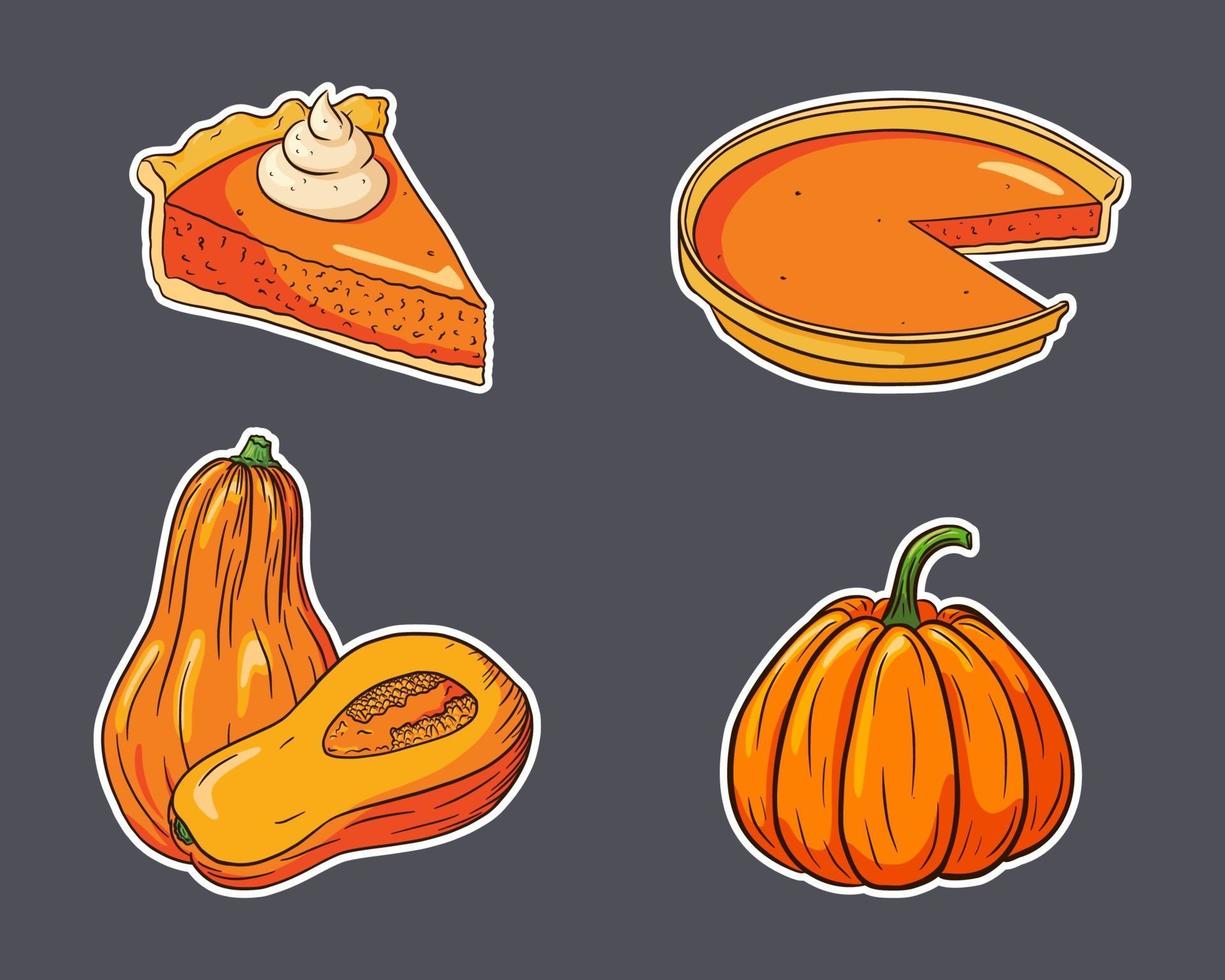 Autumn Holiday Food Stickers Set vector