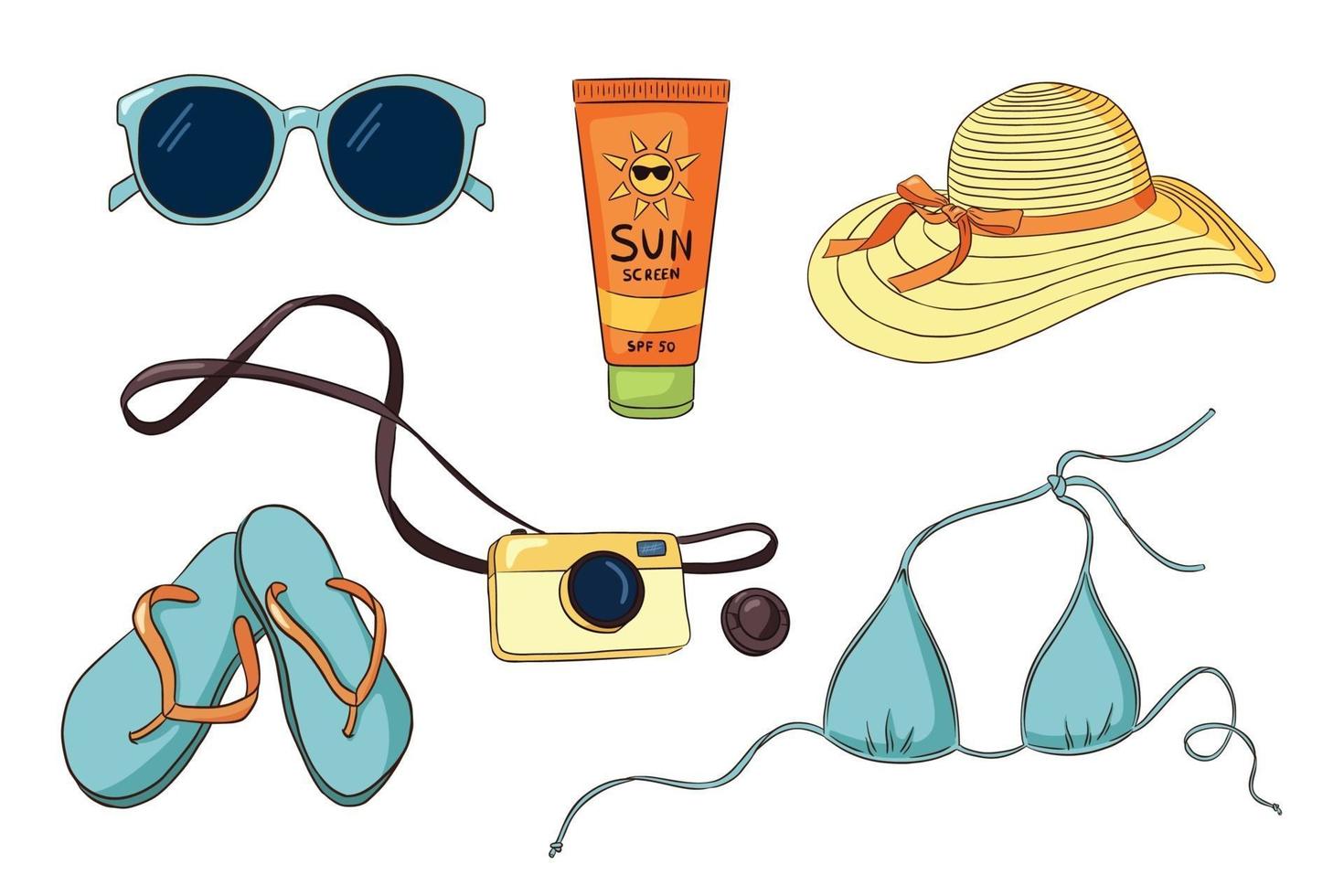 Hand Drawn Vacation Items Collection 3408695 Vector Art at Vecteezy