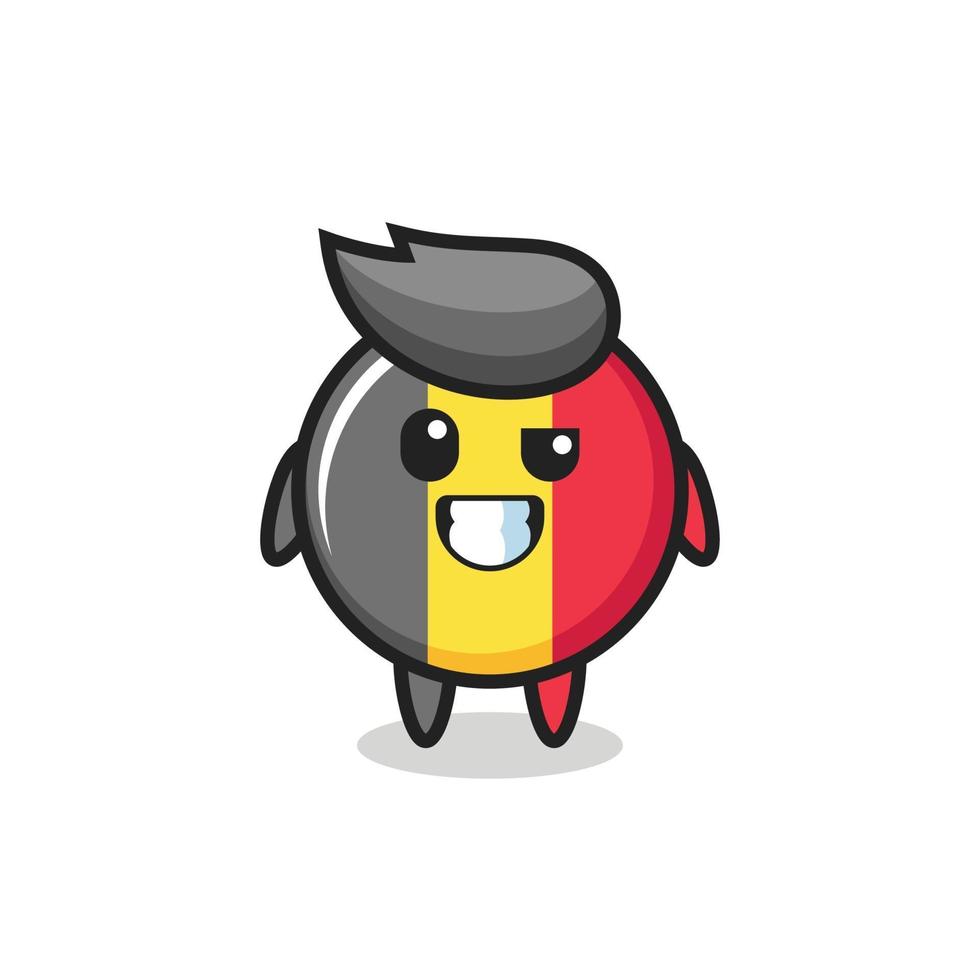 cute belgium flag badge mascot with an optimistic face vector