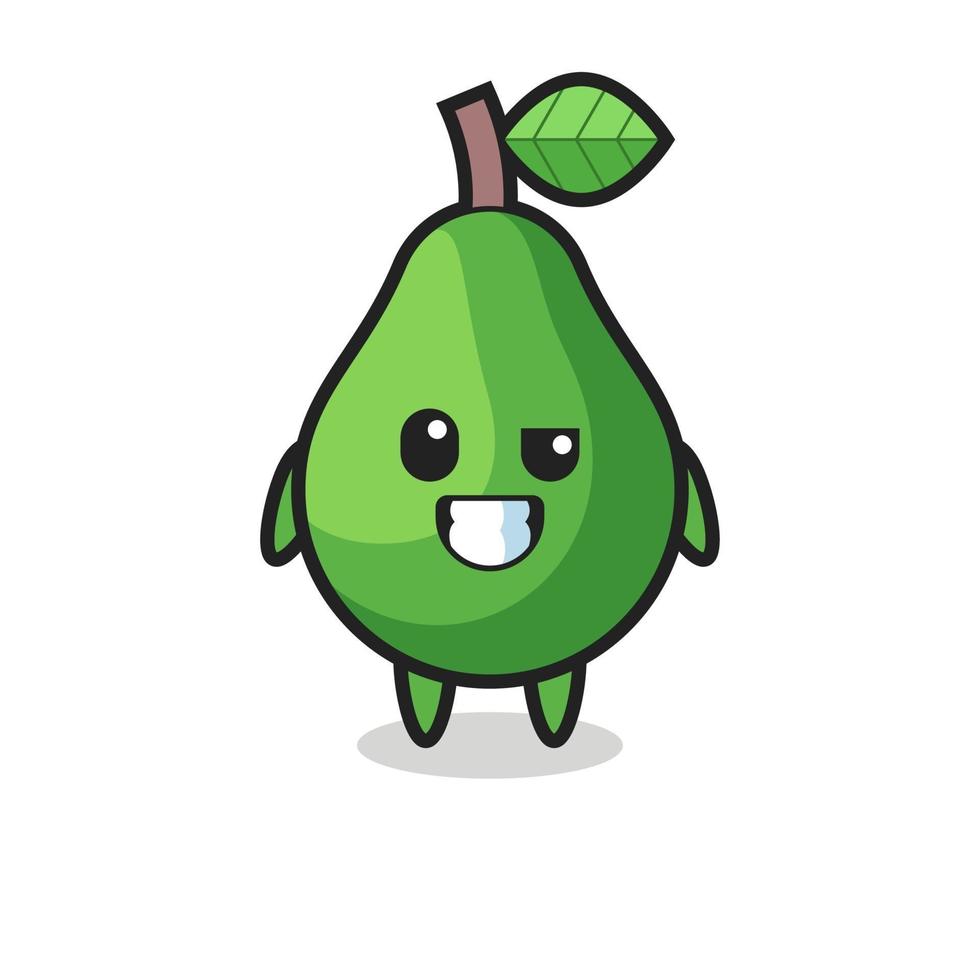 linda mascota de aguacate con cara optimista vector