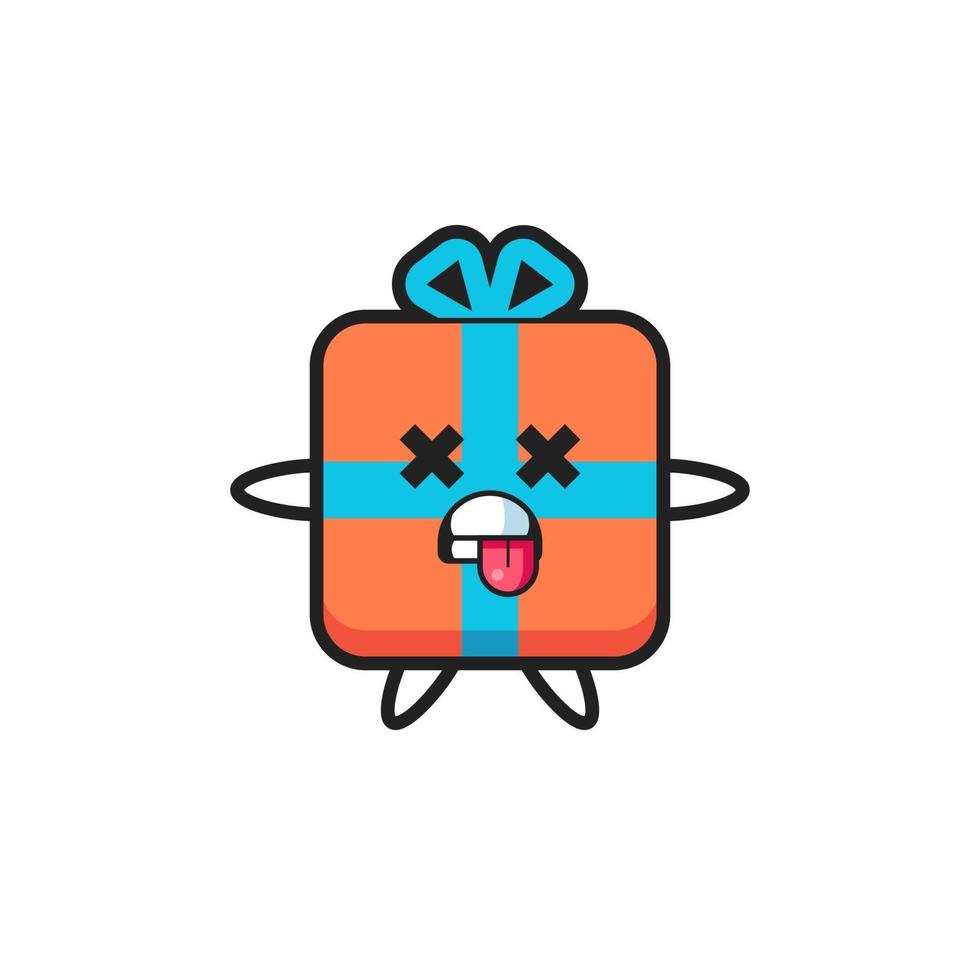 character of the cute gift box with dead pose vector