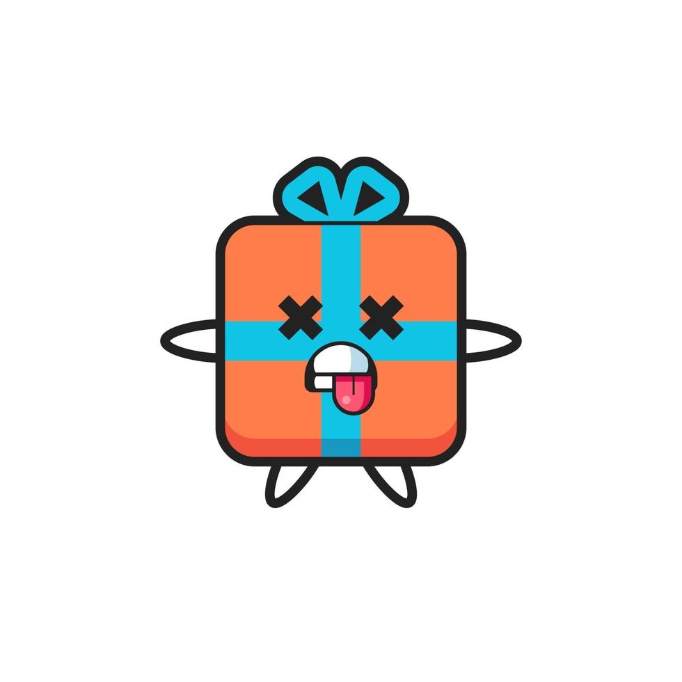 personaje de la linda caja de regalo con pose muerta vector