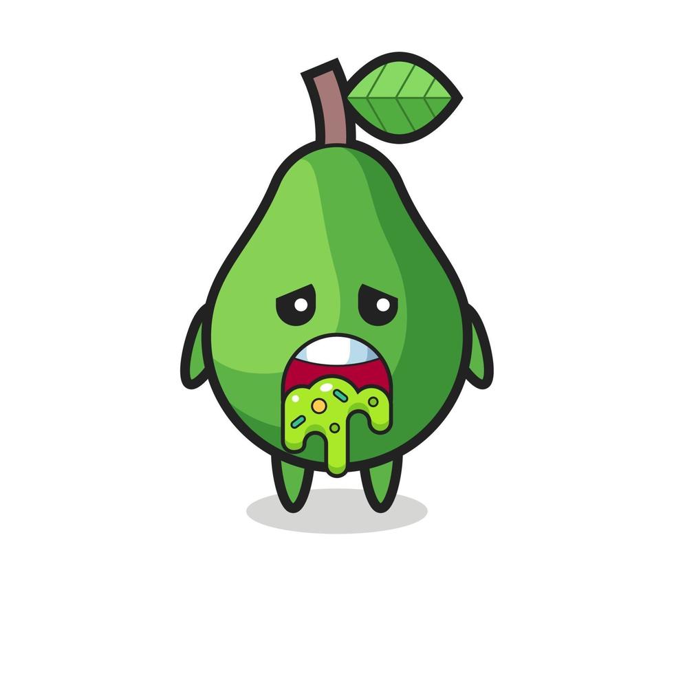 the cute avocado character with puke vector