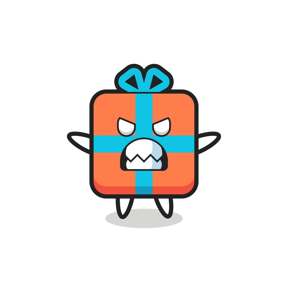 wrathful expression of the gift box mascot character vector