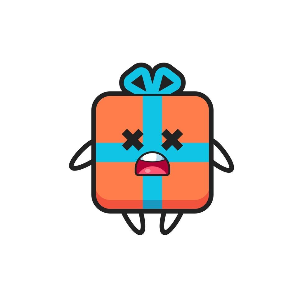 el personaje de la mascota de la caja de regalo muerta vector