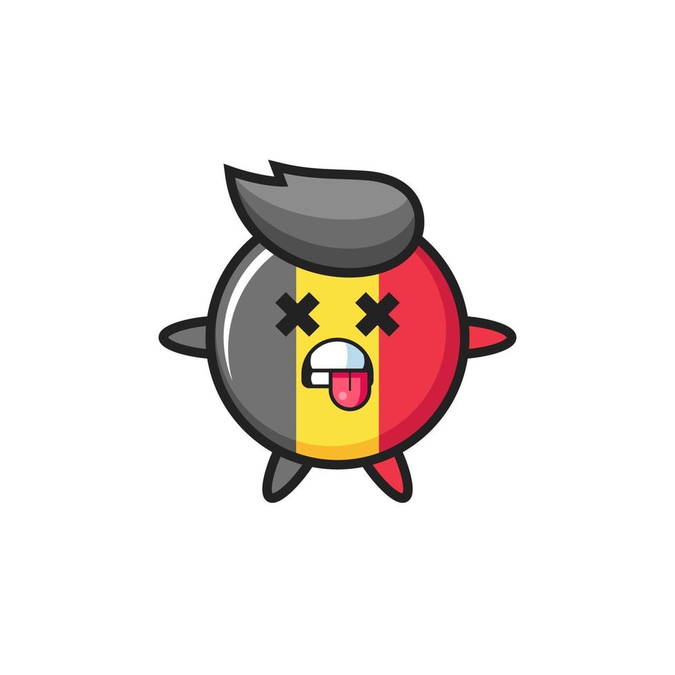 character of the cute belgium flag badge with dead pose vector