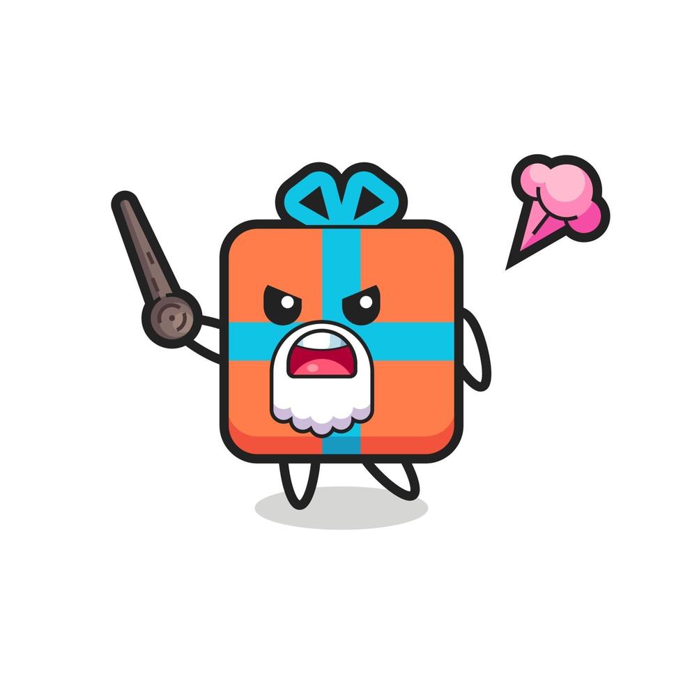 cute gift box grandpa is getting angry vector