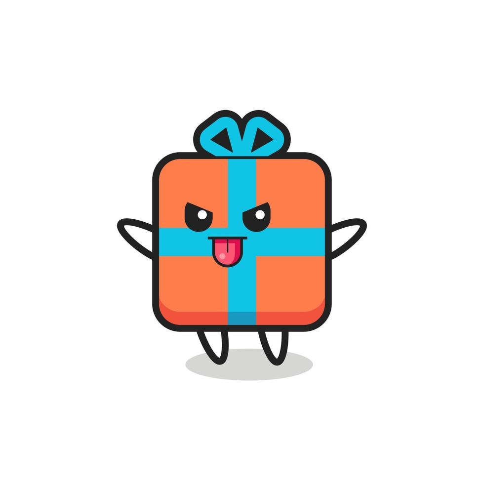 naughty gift box character in mocking pose vector