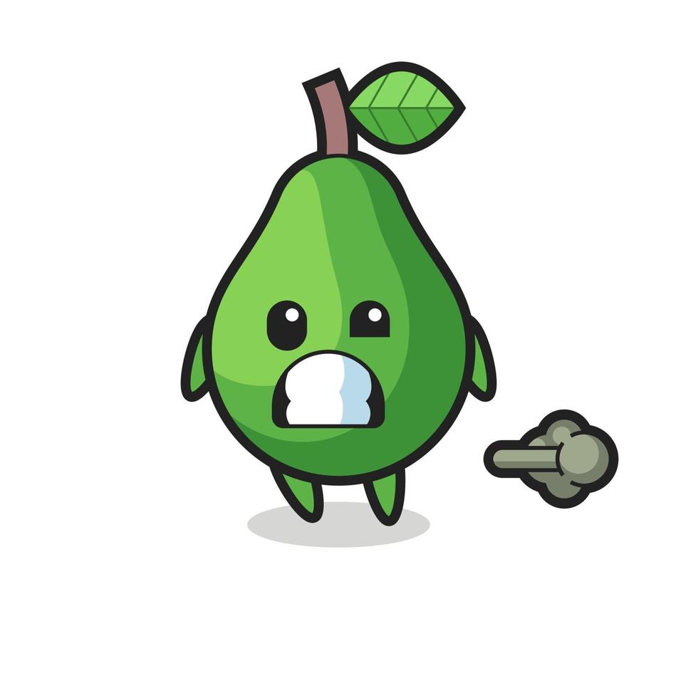 the illustration of the avocado cartoon doing fart vector