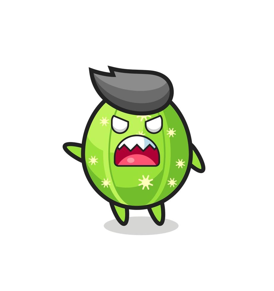 cute cactus cartoon in a very angry pose vector