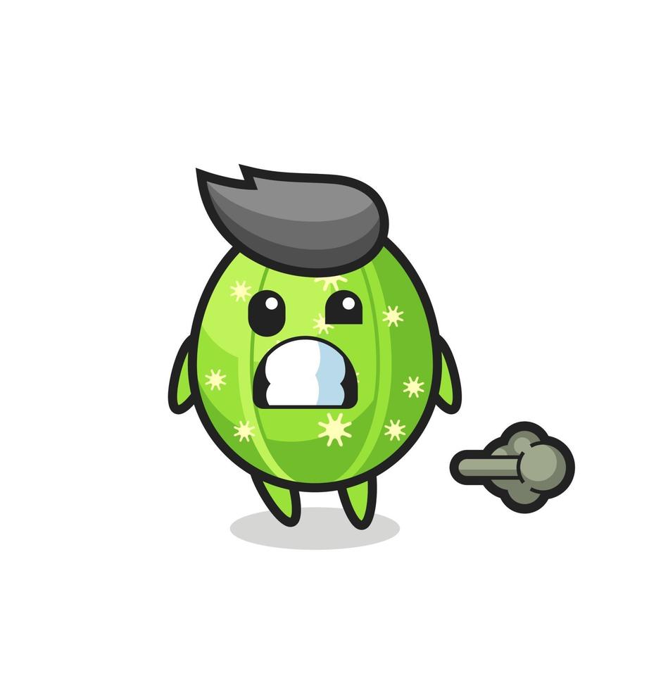 the illustration of the cactus cartoon doing fart vector