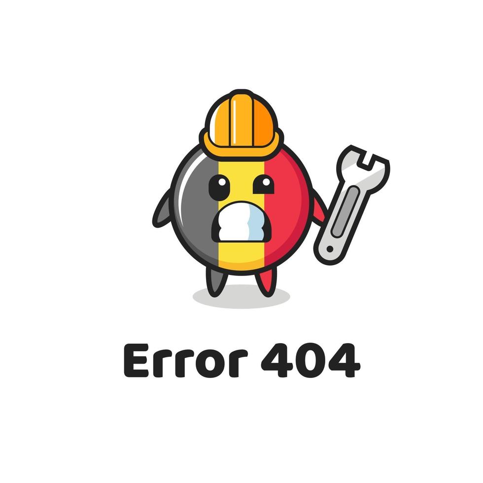 error 404 con la linda mascota de la insignia de la bandera de bélgica vector