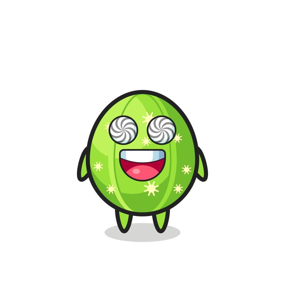 lindo personaje de cactus con ojos hipnotizados vector