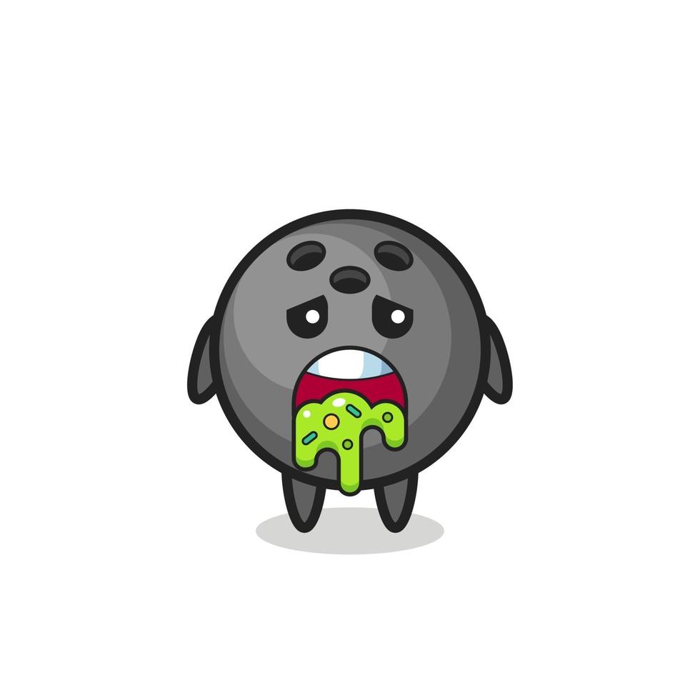 the cute bowling ball character with puke vector
