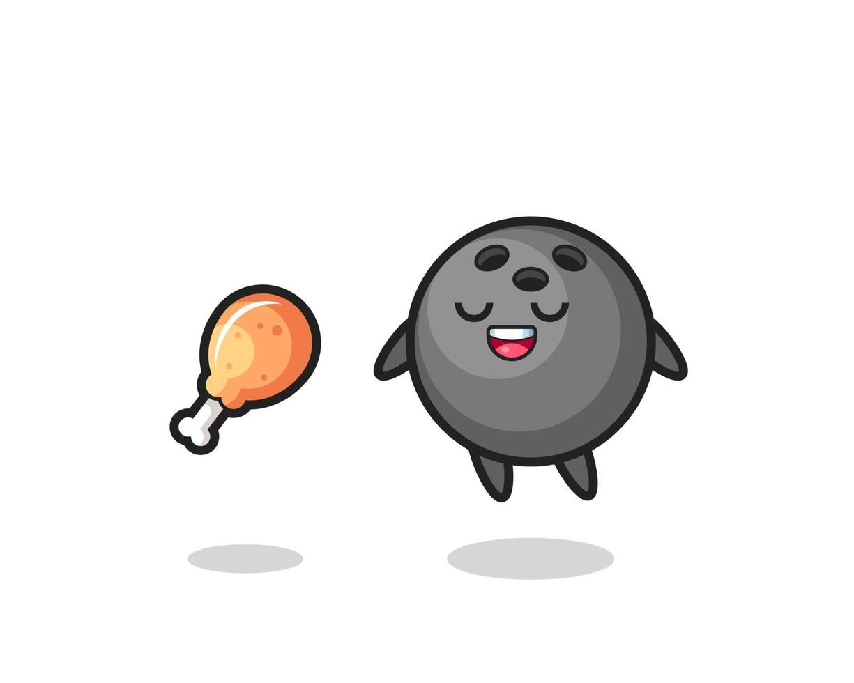 cute bowling ball floating and tempted because of fried chicken vector
