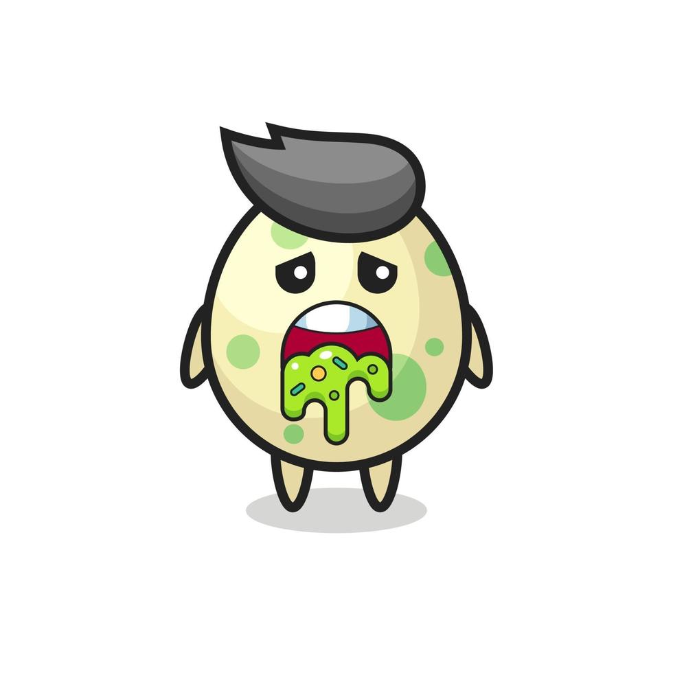 the cute spotted egg character with puke vector