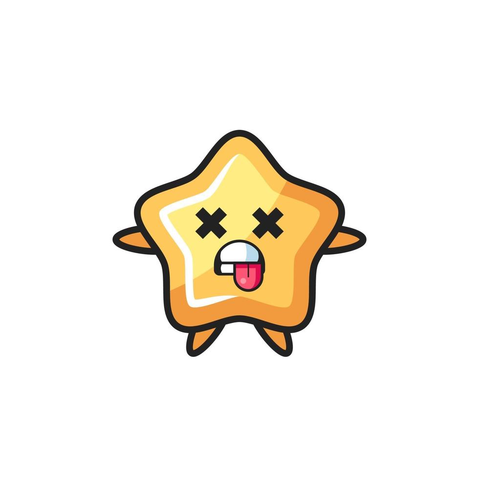 character of the cute star with dead pose vector