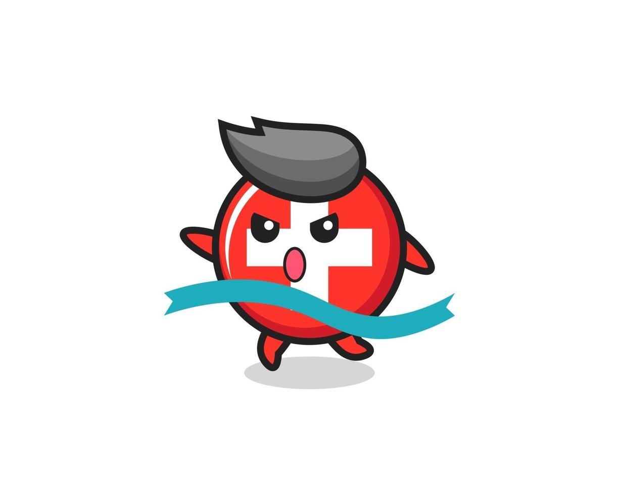 cute switzerland flag badge illustration is reaching the finish vector